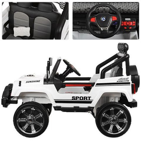 MEGA JEEP SUNSHINE, NAPĘD 4X4, 2X12V ,WOLNY START/ MIĘKKIE KOŁA, BLUETOOTH, RADIO EXCLUSIVE/2388 Import SUPER-TOYS MEGA JEEP SUNSHINE, NAPĘD 4X4, 2X12V ,WOLNY START/ MIĘKKIE KOŁA, BLUETOOTH, RADIO EXCLUSIVE/2388 Import SUPER-TOYS