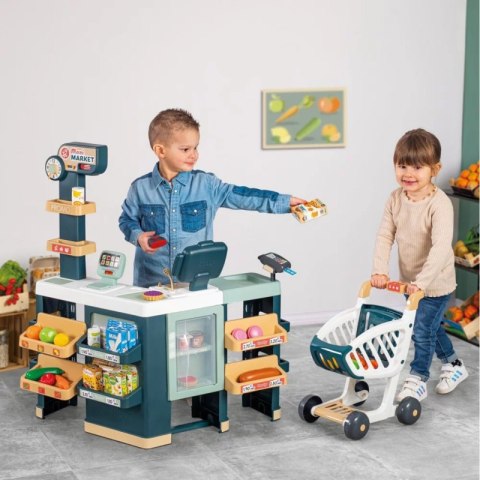 SMOBY Maximarket Wózek Elektroniczną Kasą ze Skanerem Waga i Lodówka Smoby SMOBY Maximarket Wózek Elektroniczną Kasą ze Skanerem Waga i Lodówka Smoby