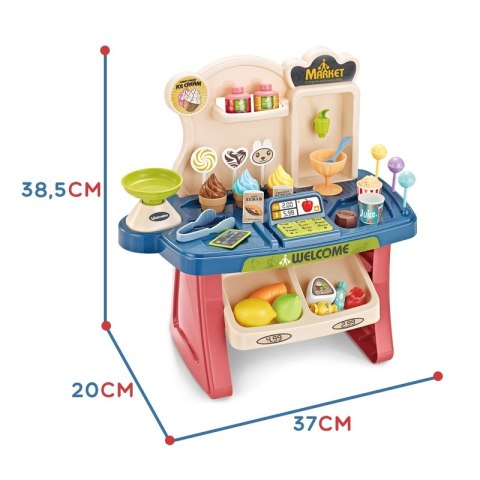 WOOPIE Sklep Supermarket Wózek na Zakupy Lody Słodycze + 40 Akc. Woopie WOOPIE Sklep Supermarket Wózek na Zakupy Lody Słodycze + 40 Akc. Woopie