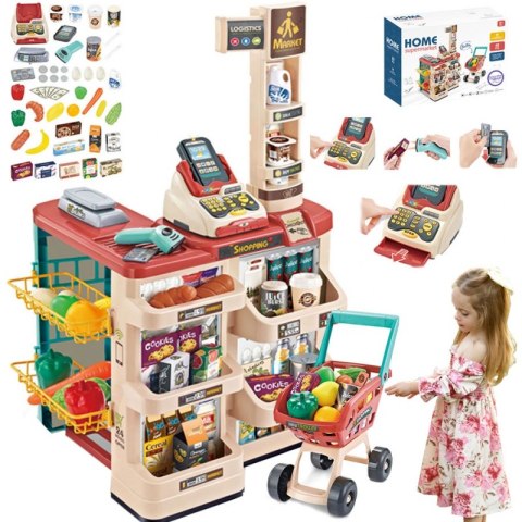WOOPIE Sklep Supermarket z Wózkiem Sklepowym Waga Kasa Skaner + 48 Akc. Woopie WOOPIE Sklep Supermarket z Wózkiem Sklepowym Waga Kasa Skaner + 48 Akc. Woopie