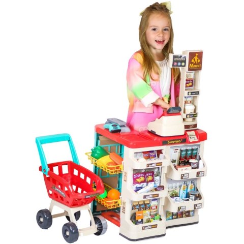 WOOPIE Sklep Supermarket z Wózkiem Sklepowym Waga Kasa Skaner + 48 Akc. Woopie WOOPIE Sklep Supermarket z Wózkiem Sklepowym Waga Kasa Skaner + 48 Akc. Woopie