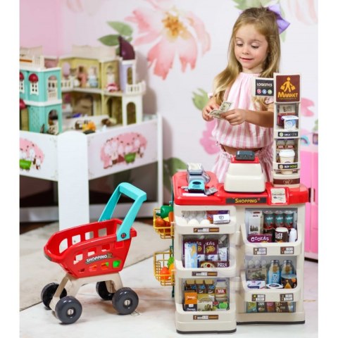 WOOPIE Sklep Supermarket z Wózkiem Sklepowym Waga Kasa Skaner + 48 Akc. Woopie WOOPIE Sklep Supermarket z Wózkiem Sklepowym Waga Kasa Skaner + 48 Akc. Woopie
