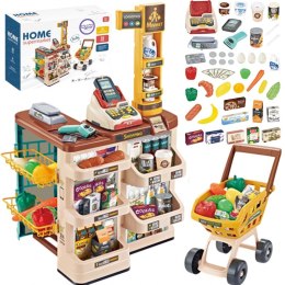 WOOPIE Sklep Supermarket z Wózkiem Waga Kasa Skaner + 48 Akc. Woopie
