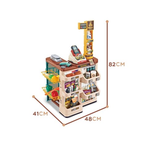 WOOPIE Sklep Supermarket z Wózkiem Waga Kasa Skaner + 48 Akc. Woopie WOOPIE Sklep Supermarket z Wózkiem Waga Kasa Skaner + 48 Akc. Woopie