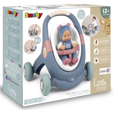SMOBY Little Chodzik Pchacz 3w1 Wózek dla Dzieci + Lalka Bobas Smoby SMOBY Little Chodzik Pchacz 3w1 Wózek dla Dzieci + Lalka Bobas Smoby