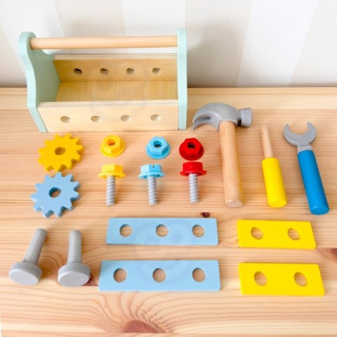 TOOKY TOY Drewniana Skrzynka z Narzędziami Zestaw 18 el. Tooky Toy TOOKY TOY Drewniana Skrzynka z Narzędziami Zestaw 18 el. Tooky Toy