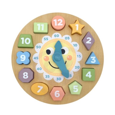 TOOKY TOY Zegar Drewniana Zabawka Edukacyjna Nauka Czasu Kształtów Tooky Toy TOOKY TOY Zegar Drewniana Zabawka Edukacyjna Nauka Czasu Kształtów Tooky Toy