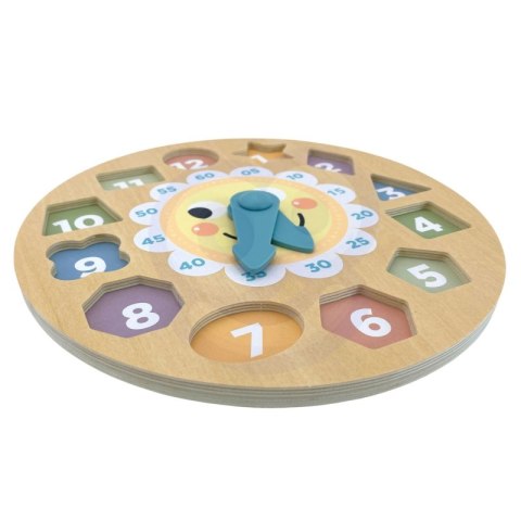 TOOKY TOY Zegar Drewniana Zabawka Edukacyjna Nauka Czasu Kształtów Tooky Toy TOOKY TOY Zegar Drewniana Zabawka Edukacyjna Nauka Czasu Kształtów Tooky Toy