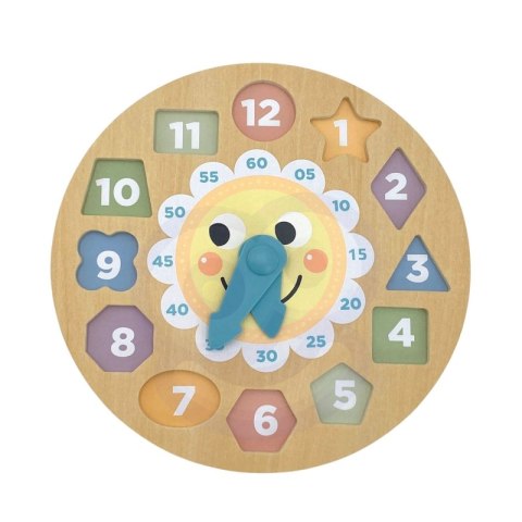 TOOKY TOY Zegar Drewniana Zabawka Edukacyjna Nauka Czasu Kształtów Tooky Toy TOOKY TOY Zegar Drewniana Zabawka Edukacyjna Nauka Czasu Kształtów Tooky Toy