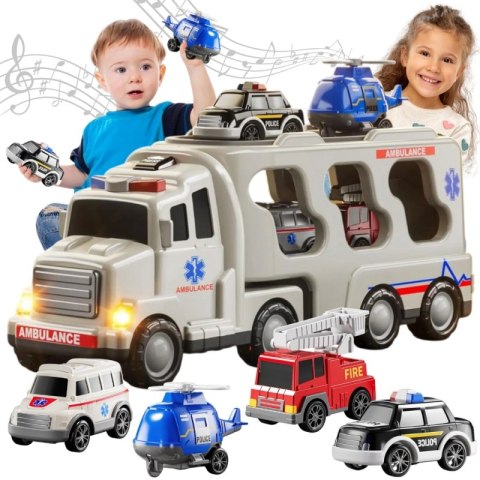WOOPIE Laweta Drogowa zestaw 5 Aut - Ambulans Woopie WOOPIE Laweta Drogowa zestaw 5 Aut - Ambulans Woopie