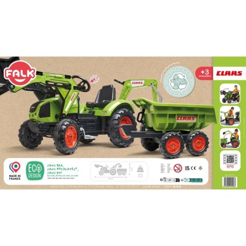 FALK Traktor CLAAS AVEC Zielony na Pedały z Przyczepką od 3 Lat FALK FALK Traktor CLAAS AVEC Zielony na Pedały z Przyczepką od 3 Lat FALK