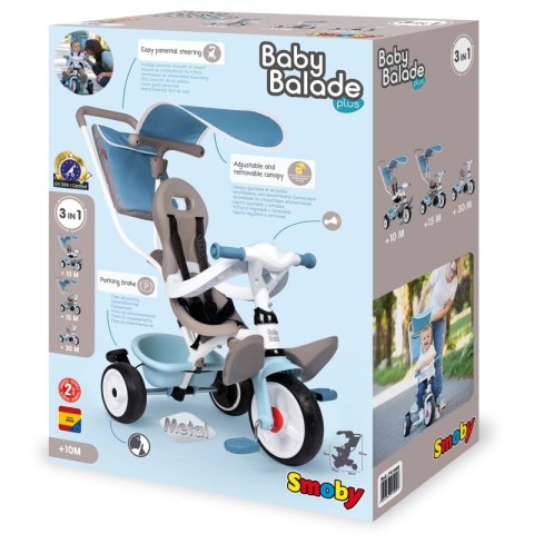 SMOBY Rowerek Trójkołowy Baby Balade plus Niebieski Smoby SMOBY Rowerek Trójkołowy Baby Balade plus Niebieski Smoby