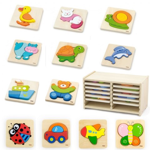 Viga Toys Puzzle drewniane 12 plansz Viga Toys Viga Toys Puzzle drewniane 12 plansz Viga Toys