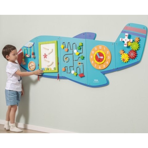 VIGA Drewniana Tablica Sensoryczna Manipulacyjna Samolot Certyfikat FSC Montessori Viga Toys VIGA Drewniana Tablica Sensoryczna Manipulacyjna Samolot Certyfikat FSC Montessori Viga Toys