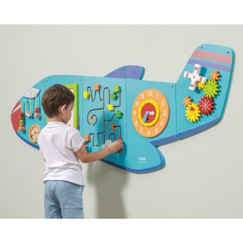 VIGA Drewniana Tablica Sensoryczna Manipulacyjna Samolot Certyfikat FSC Montessori Viga Toys VIGA Drewniana Tablica Sensoryczna Manipulacyjna Samolot Certyfikat FSC Montessori Viga Toys