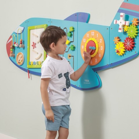 VIGA Drewniana Tablica Sensoryczna Manipulacyjna Samolot Certyfikat FSC Montessori Viga Toys VIGA Drewniana Tablica Sensoryczna Manipulacyjna Samolot Certyfikat FSC Montessori Viga Toys