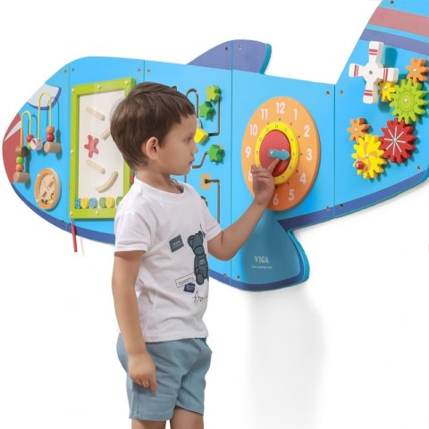 VIGA Drewniana Tablica Sensoryczna Manipulacyjna Samolot Certyfikat FSC Montessori Viga Toys VIGA Drewniana Tablica Sensoryczna Manipulacyjna Samolot Certyfikat FSC Montessori Viga Toys