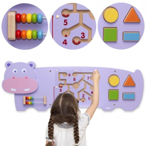 VIGA Tablica Sensoryczna Manipulacyjna Hipopotam Certyfikat FSC Montessori Viga Toys VIGA Tablica Sensoryczna Manipulacyjna Hipopotam Certyfikat FSC Montessori Viga Toys