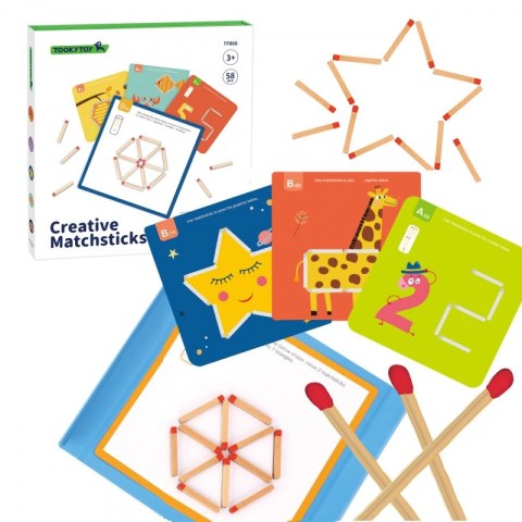 TOOKY TOY Drewniana Układanka Montessori Gra Logiczna Łamigłówki Zapałki Magnetyczne dla Dzieci 58 el. Tooky Toy TOOKY TOY Drewniana Układanka Montessori Gra Logiczna Łamigłówki Zapałki Magnetyczne dla Dzieci 58 el. Tooky Toy