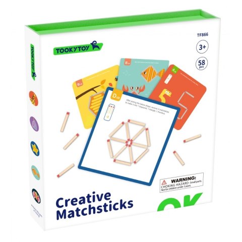 TOOKY TOY Drewniana Układanka Montessori Gra Logiczna Łamigłówki Zapałki Magnetyczne dla Dzieci 58 el. Tooky Toy TOOKY TOY Drewniana Układanka Montessori Gra Logiczna Łamigłówki Zapałki Magnetyczne dla Dzieci 58 el. Tooky Toy