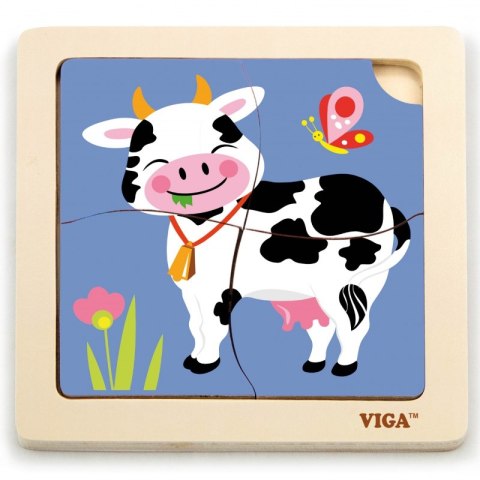 VIGA Poręczne Drewniane Puzzle Krówka Viga Toys VIGA Poręczne Drewniane Puzzle Krówka Viga Toys