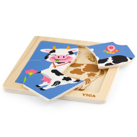 VIGA Poręczne Drewniane Puzzle Krówka Viga Toys VIGA Poręczne Drewniane Puzzle Krówka Viga Toys