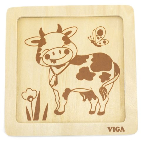 VIGA Poręczne Drewniane Puzzle Krówka Viga Toys VIGA Poręczne Drewniane Puzzle Krówka Viga Toys