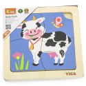VIGA Poręczne Drewniane Puzzle Krówka Viga Toys