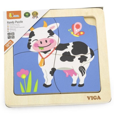 VIGA Poręczne Drewniane Puzzle Krówka Viga Toys VIGA Poręczne Drewniane Puzzle Krówka Viga Toys