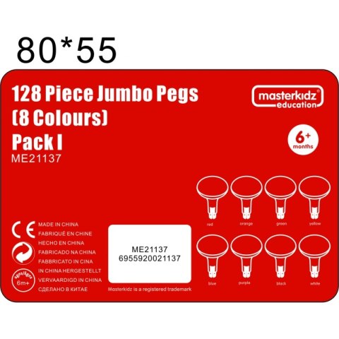 MASTERKIDZ Kolorowe Kołeczki Jumbo do Tablicy STEM 128 Szt. - 8 Kolorów Masterkidz MASTERKIDZ Kolorowe Kołeczki Jumbo do Tablicy STEM 128 Szt. - 8 Kolorów Masterkidz
