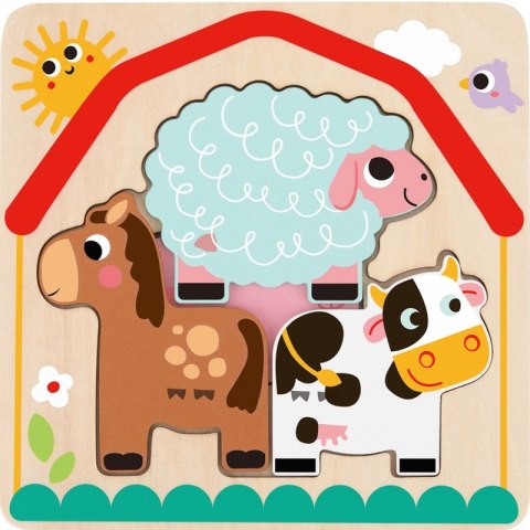 Tooky Toy Drewniane Puzzle Montessori Wielowarstwowe Tablica Zwierzątka na Farmie 7 el. Tooky Toy Tooky Toy Drewniane Puzzle Montessori Wielowarstwowe Tablica Zwierzątka na Farmie 7 el. Tooky Toy