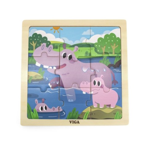 VIGA Poręczne Drewniane Puzzle Hipopotamy 9 elementów Viga Toys VIGA Poręczne Drewniane Puzzle Hipopotamy 9 elementów Viga Toys