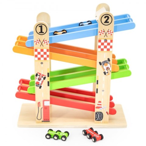 VIGA Drewniana Podwójna Zjeżdżalnia Dla Samochodzików Tor Wyścigowy Viga Toys VIGA Drewniana Podwójna Zjeżdżalnia Dla Samochodzików Tor Wyścigowy Viga Toys