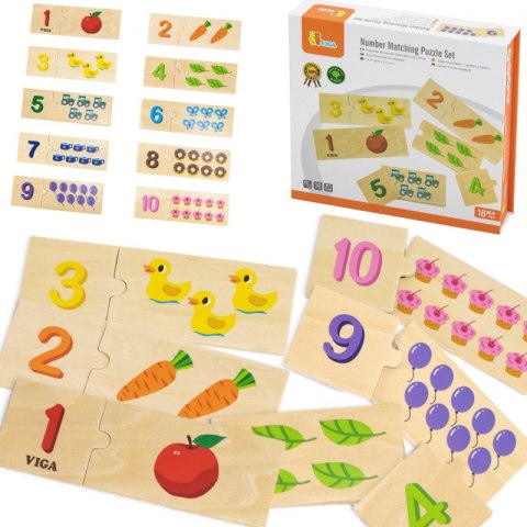 VIGA Zestaw Drewniane Puzzle Dopasuj Liczby Układanka Montessori Viga Toys VIGA Zestaw Drewniane Puzzle Dopasuj Liczby Układanka Montessori Viga Toys