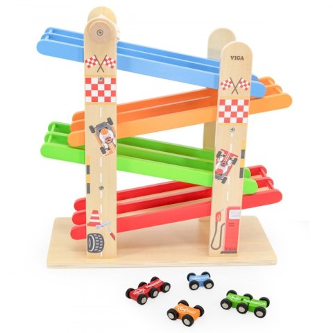 VIGA Drewniana Podwójna Zjeżdżalnia Dla Samochodzików Tor Wyścigowy Viga Toys VIGA Drewniana Podwójna Zjeżdżalnia Dla Samochodzików Tor Wyścigowy Viga Toys