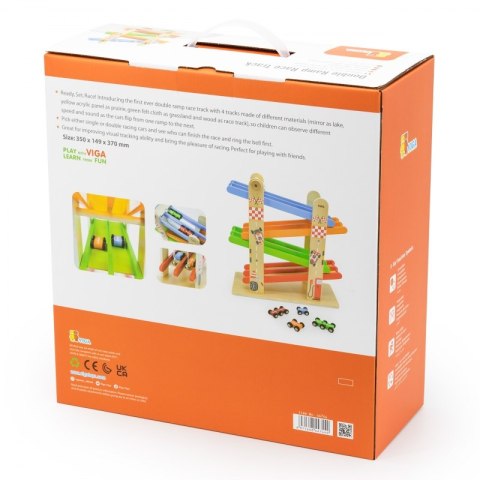 VIGA Drewniana Podwójna Zjeżdżalnia Dla Samochodzików Tor Wyścigowy Viga Toys VIGA Drewniana Podwójna Zjeżdżalnia Dla Samochodzików Tor Wyścigowy Viga Toys