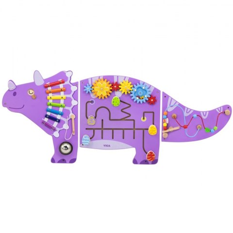 VIGA Drewniana Tablica Sensoryczna-Manipulacyjna EDU Triceratops Viga Toys VIGA Drewniana Tablica Sensoryczna-Manipulacyjna EDU Triceratops Viga Toys