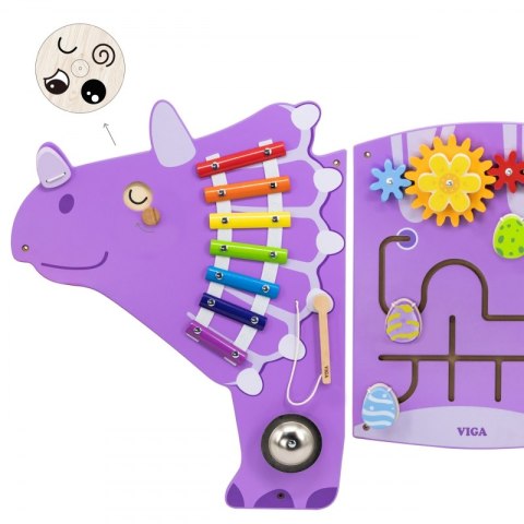 VIGA Drewniana Tablica Sensoryczna-Manipulacyjna EDU Triceratops Viga Toys VIGA Drewniana Tablica Sensoryczna-Manipulacyjna EDU Triceratops Viga Toys