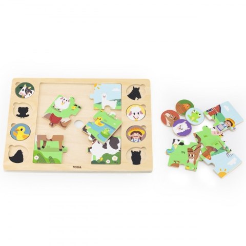 VIGA Drewniane Puzzle Odgadnij Po Cieniu - Farma Układanka 17 el. Viga Toys VIGA Drewniane Puzzle Odgadnij Po Cieniu - Farma Układanka 17 el. Viga Toys
