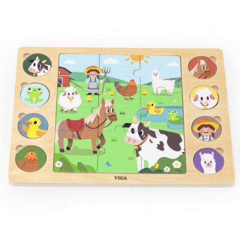 VIGA Drewniane Puzzle Odgadnij Po Cieniu - Farma Układanka 17 el. Viga Toys VIGA Drewniane Puzzle Odgadnij Po Cieniu - Farma Układanka 17 el. Viga Toys