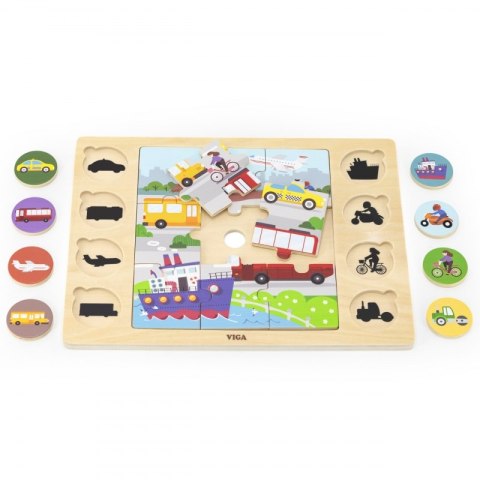 VIGA Drewniane Puzzle Odgadnij po Cieniu - Środki Transportu Układanka 17 el. Viga Toys VIGA Drewniane Puzzle Odgadnij po Cieniu - Środki Transportu Układanka 17 el. Viga Toys