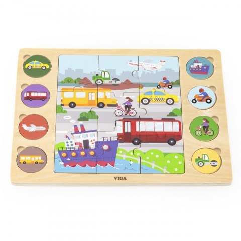VIGA Drewniane Puzzle Odgadnij po Cieniu - Środki Transportu Układanka 17 el. Viga Toys VIGA Drewniane Puzzle Odgadnij po Cieniu - Środki Transportu Układanka 17 el. Viga Toys