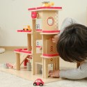 VIGA Drewniany Parking dla Samochodzików z Windą 4 Autka Helikopter Viga Toys
