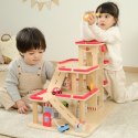 VIGA Drewniany Parking dla Samochodzików z Windą 4 Autka Helikopter Viga Toys