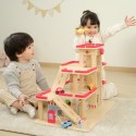 VIGA Drewniany Parking dla Samochodzików z Windą 4 Autka Helikopter Viga Toys