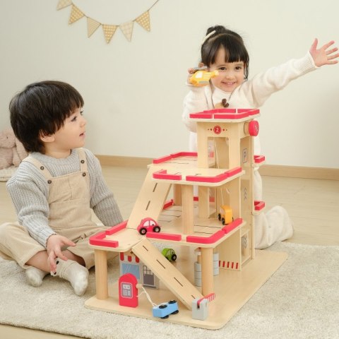 VIGA Drewniany Parking dla Samochodzików z Windą 4 Autka Helikopter Viga Toys VIGA Drewniany Parking dla Samochodzików z Windą 4 Autka Helikopter Viga Toys