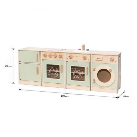 VIGA PolarB Drewniany Zestaw Kuchenny XL Pralka Kuchenka Zmywarka - Zielony Viga Toys VIGA PolarB Drewniany Zestaw Kuchenny XL Pralka Kuchenka Zmywarka - Zielony Viga Toys
