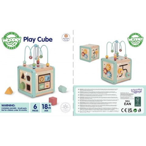 WOOPIE GREEN Drewniana Kostka Aktywności Multifunkcyjna Edukacyjna Sorter Woopie Let's Go Green WOOPIE GREEN Drewniana Kostka Aktywności Multifunkcyjna Edukacyjna Sorter Woopie Let's Go Green