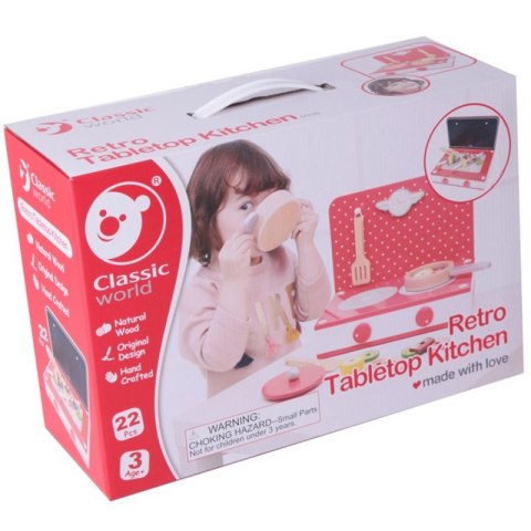 CLASSIC WORLD Drewniana Kuchnia 2w1 Grill + Kuchenka dla Dzieci 22el. Classic World CLASSIC WORLD Drewniana Kuchnia 2w1 Grill + Kuchenka dla Dzieci 22el. Classic World