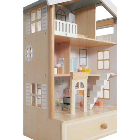 Classic World Duży Drewniany Domek dla Lalek 2 Figurki NATURALNE DREWNO 28 el. Classic World Classic World Duży Drewniany Domek dla Lalek 2 Figurki NATURALNE DREWNO 28 el. Classic World
